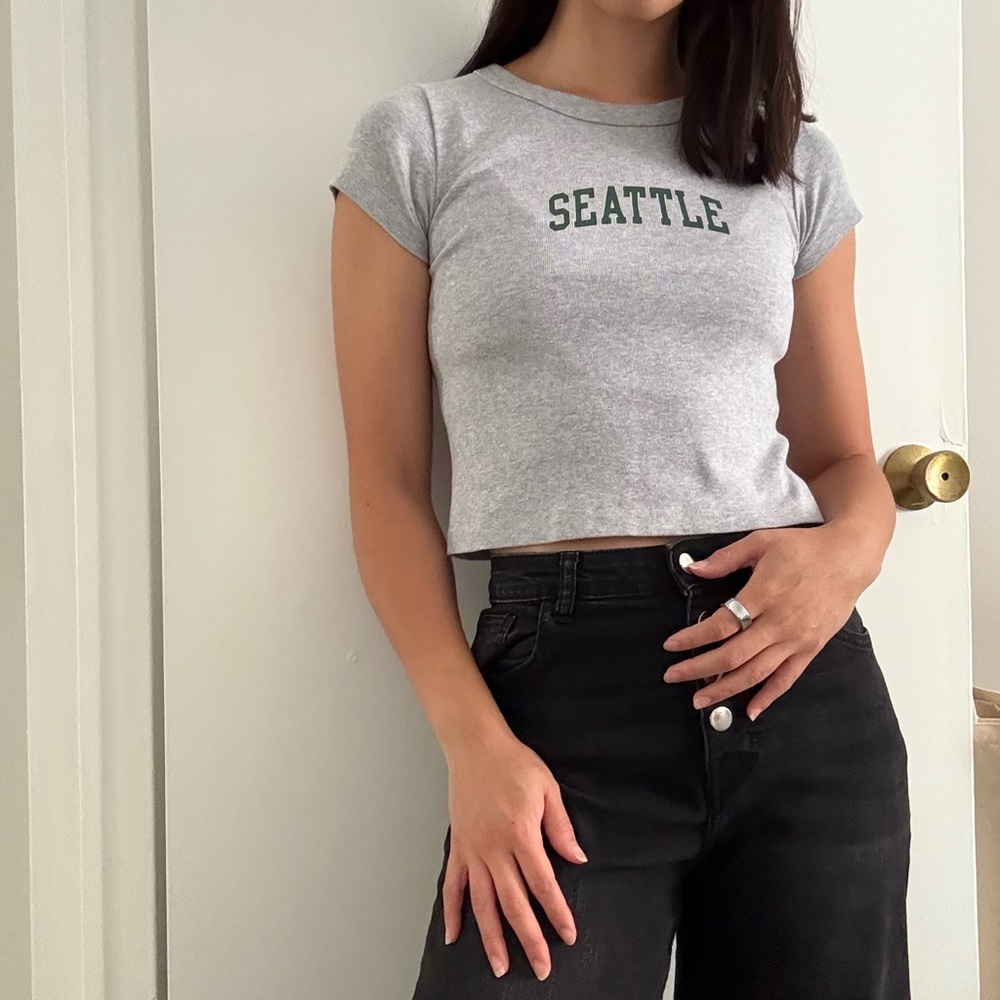 Brandy Melville Gray Seattle Crop Top